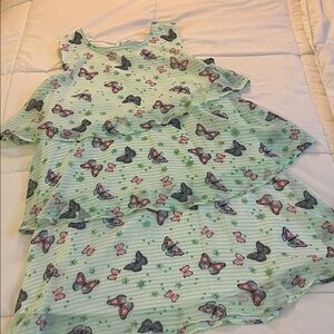 Mint Green Butterfly Tiered Tank Dress  size L  light and and breezy